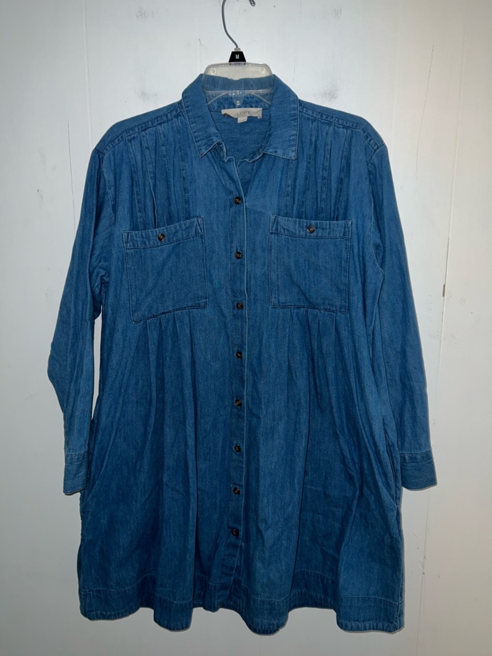 LOFT Denim Button-Front Mini Dress Size S 0411263